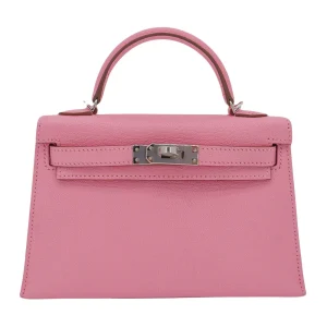 High-End Hermès Inspired - Kelly II Sellier Mini Rose Confetti Chevre Palladium HW