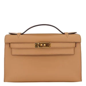 High-End Hermès Inspired - Kelly Pochette Chai Swift Gold