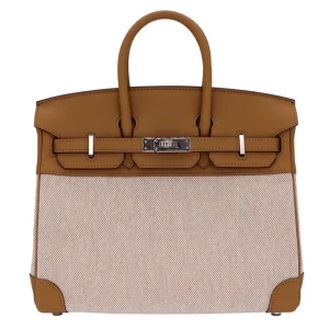 Mirror Quality Hermès Replicas - Birkin 25 Biscuit Toile