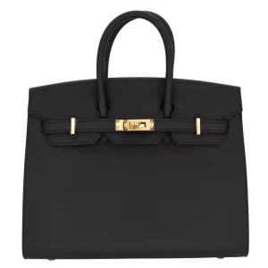 Mirror Quality Hermès Replicas - Birkin 25 Sellier Black Epsom Gold HW