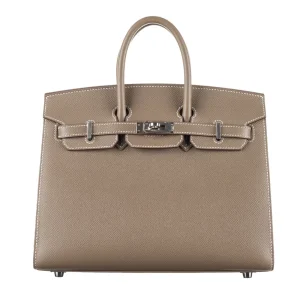 Mirror Quality Hermès Replicas - Birkin 25 Sellier Etoupe Epsom Palladium HW