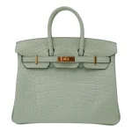 Mirror Quality Hermès Replicas - Birkin 25 Vert d'Eau Matte Alligator Gold HW