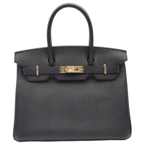 Mirror Quality Hermès Replicas - Birkin 30 Black Epsom Gold HW