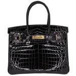Mirror Quality Hermès Replicas - Birkin 30 Black Shiny Niloticus Crocodile Gold HW