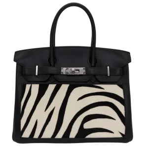 Mirror Quality Hermès Replicas - Birkin 30 Black Zebra/Box Calf Palladium HW