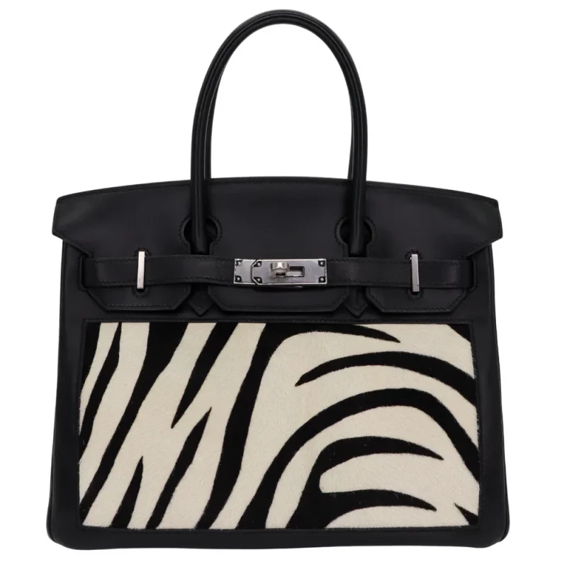 Mirror Quality Hermès Replicas - Birkin 30 Black Zebra/Box Calf Palladium HW