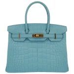 Mirror Quality Hermès Replicas - Birkin 30 Bleu Saint Cyr Matte Alligator Gold HW