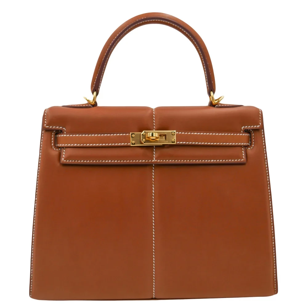 Mirror Quality Hermès Replicas - Kelly 25 Sellier Padded Fauve Barenia Gold HW