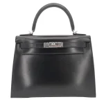 Mirror Quality Hermès Replicas - Kelly 28 Sellier Black Box Calf Palladium HW
