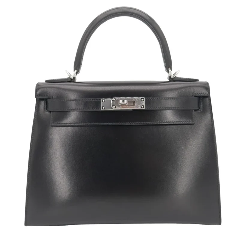 Mirror Quality Hermès Replicas - Kelly 28 Sellier Black Box Calf Palladium HW