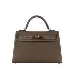 Mirror Quality Hermès Replicas - Kelly II Sellier Mini Etoupe Epsom Gold HW