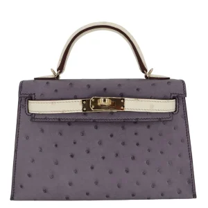 Mirror Quality Hermès Replicas - Kelly II Sellier Mini HSS Gris Asphalt/ Beton Ostrich PBHW