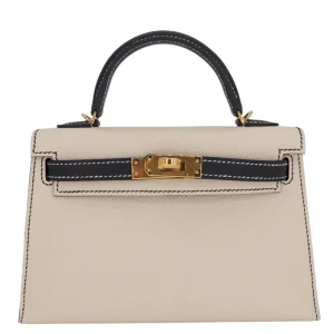 Mirror Quality Hermès Replicas - Kelly II Sellier Mini HSS Nata/Black Epsom Gold HW