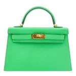 Mirror Quality Hermès Replicas - Kelly II Sellier Mini Vert Comic Chevre Gold HW