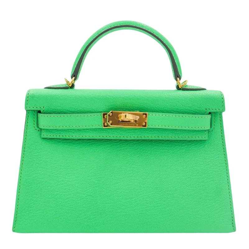 Mirror Quality Hermès Replicas - Kelly II Sellier Mini Vert Comic Chevre Gold HW