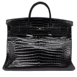 Premium Hermès Replica - 50cm Black Porosus Crocodile Birkin