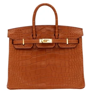 Premium Hermès Replica - Birkin 25 Gold Matte Alligator Gold HW