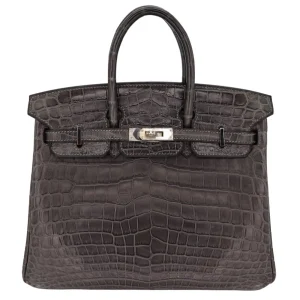 Premium Hermès Replica - Birkin 25 Graphite Matte Niloticus Crocodile Palladium HW