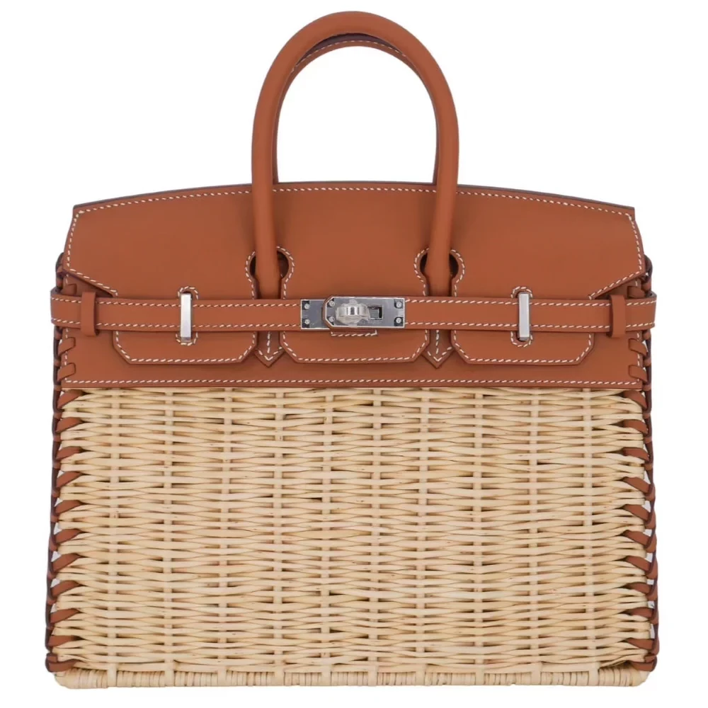 Premium Hermès Replica - Birkin 25 Picnic Gold Swift/Osier Wicker Palladium HW