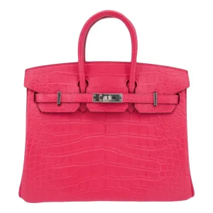 Premium Hermès Replica - Birkin 25 Rose Extreme Matte Alligator Palladium HW