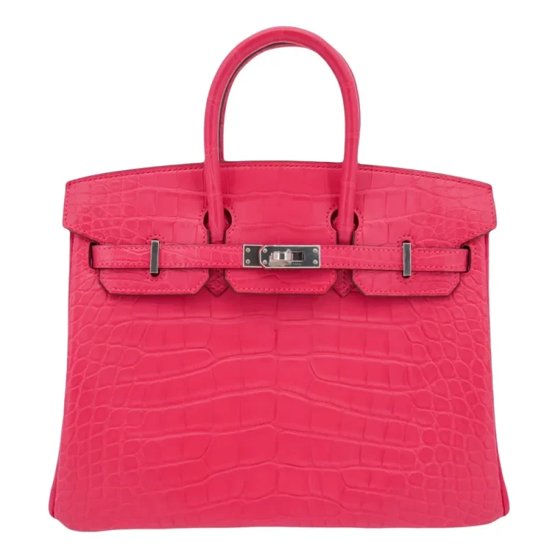 Premium Hermès Replica - Birkin 25 Rose Extreme Matte Alligator Palladium HW