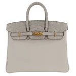 Premium Hermès Replica - Birkin 25 Touch Gris Perle Matte Alligator/Togo Gold HW