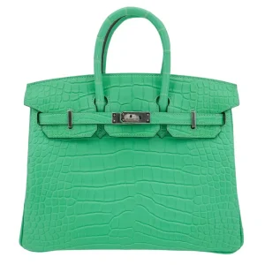 Premium Hermès Replica - Birkin 25 Vert Comics Matte Alligator Palladium HW
