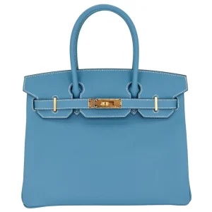Premium Hermès Replica - Birkin 30 Bleu Jean Epsom Gold HW