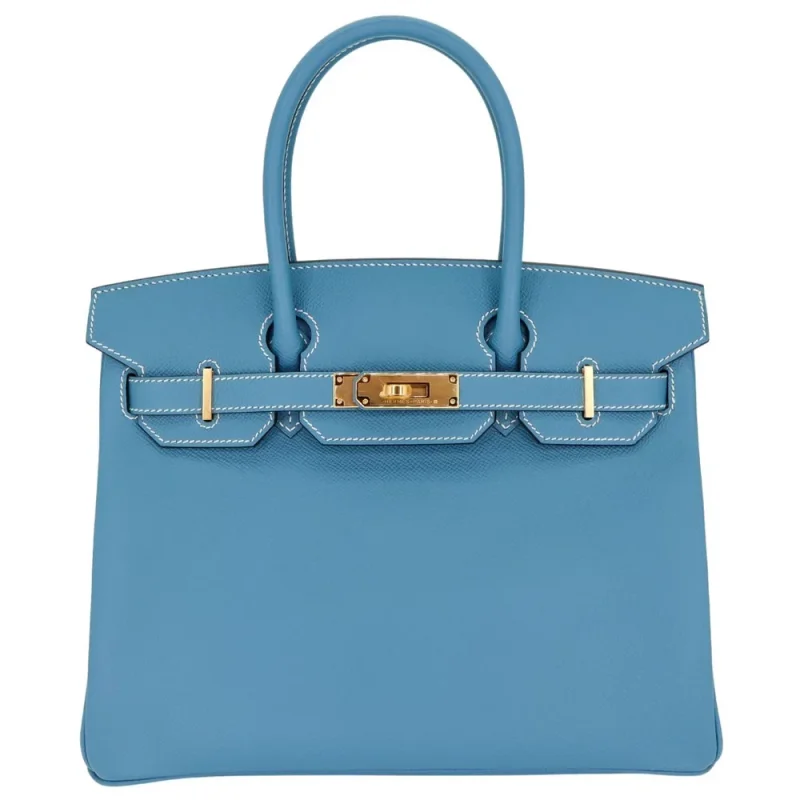 Premium Hermès Replica - Birkin 30 Bleu Jean Epsom Gold HW