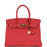 Premium Hermès Replica - Birkin 30 Rouge Pivoine Togo Gold HW