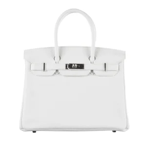 Premium Hermès Replica - Birkin 30 White Clemence Palladium HW