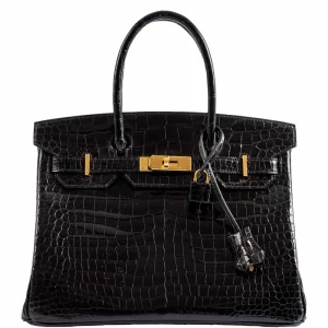Premium Hermès Replica - Birkin 35 Black Porosus Gold HW