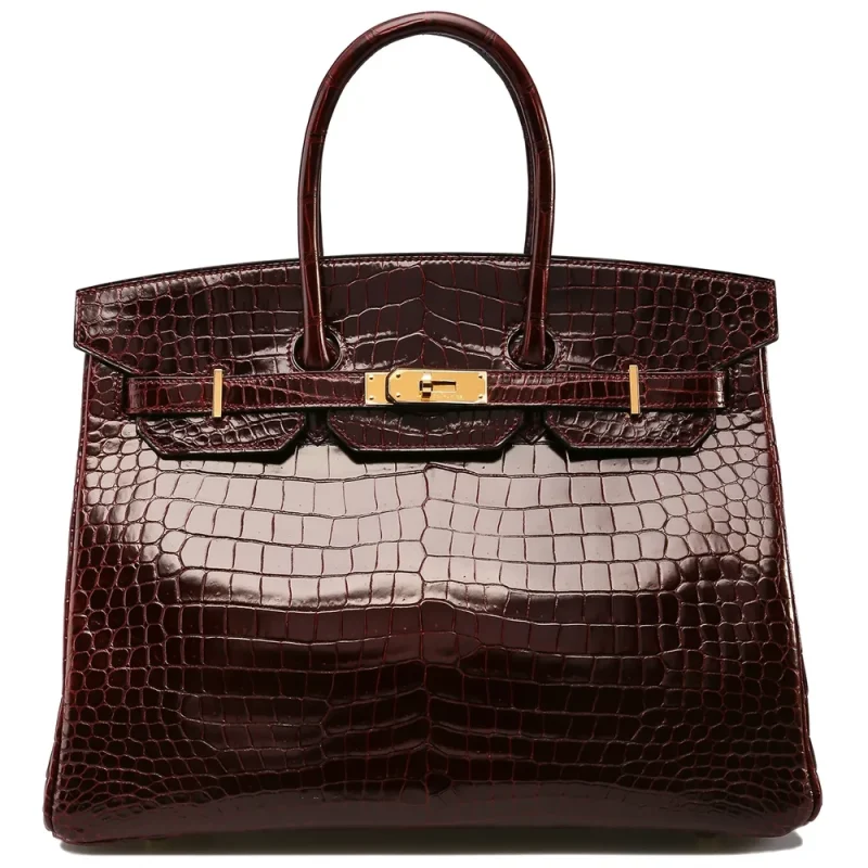 Premium Hermès Replica – Birkin 35 Bordeaux Porosus Gold HW