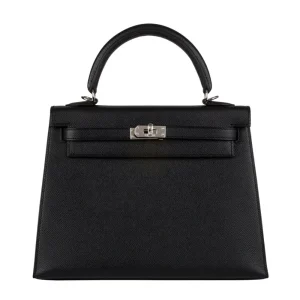 Premium Hermès Replica - Kelly 25 Sellier Black Epsom Palladium HW