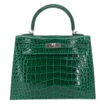 Premium Hermès Replica - Kelly 25 Sellier Emerald Shiny Alligator Palladium HW
