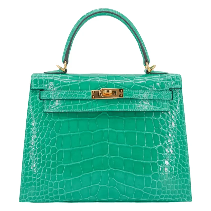 Premium Hermès Replica - Kelly 25 Sellier Vert Jade Shiny Alligator Gold HW