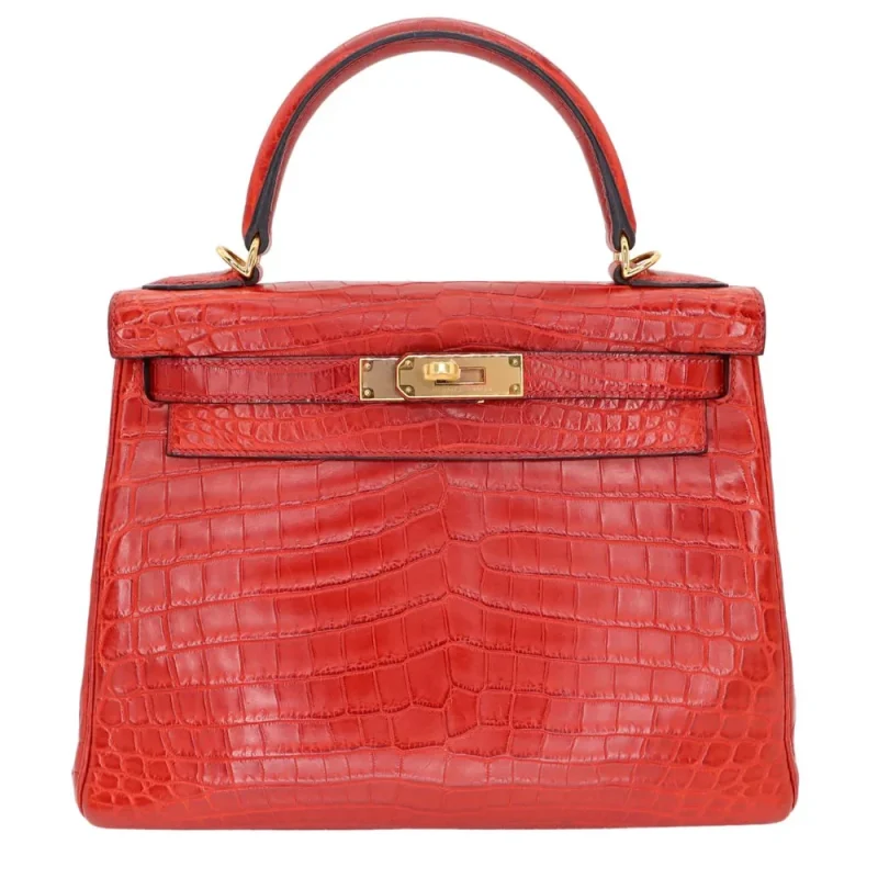 Premium Hermès Replica - Kelly 28 Retourne Rouge H Matte Niloticus Crocodile Gold HW