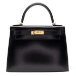 Premium Hermès Replica - Kelly 28 Sellier Black Box Calf Gold HW
