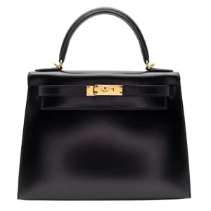 Premium Hermès Replica - Kelly 28 Sellier Black Box Calf Gold HW