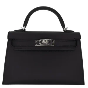 Premium Hermès Replica - Kelly II Sellier Mini Black Epsom Palladium HW