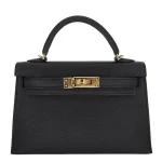 Premium Hermès Replica - Kelly II Sellier Mini HSS Black/Rose Extreme Chevre Gold HW