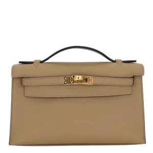 Premium Hermès Replica – Kelly Pochette Beige Marfa Swift