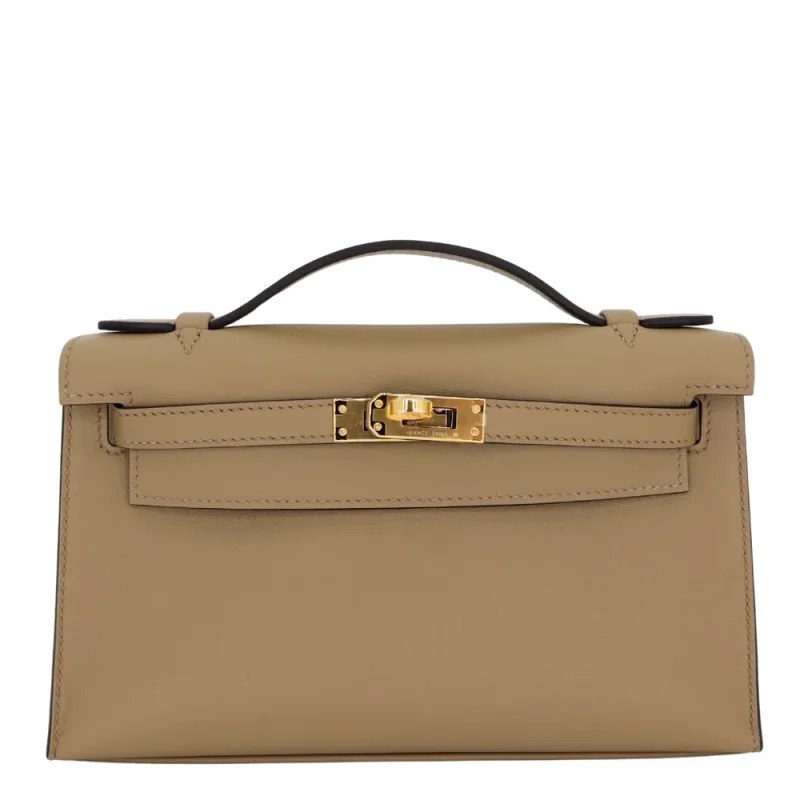 Premium Hermès Replica – Kelly Pochette Beige Marfa Swift