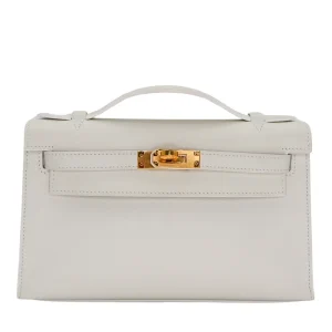 Premium Hermès Replica - Kelly Pochette Blanc Swift Gold HW