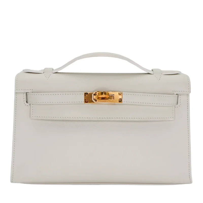 Premium Hermès Replica - Kelly Pochette Blanc Swift Gold HW